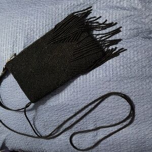 Bamboo Trading Company black beaded club bag